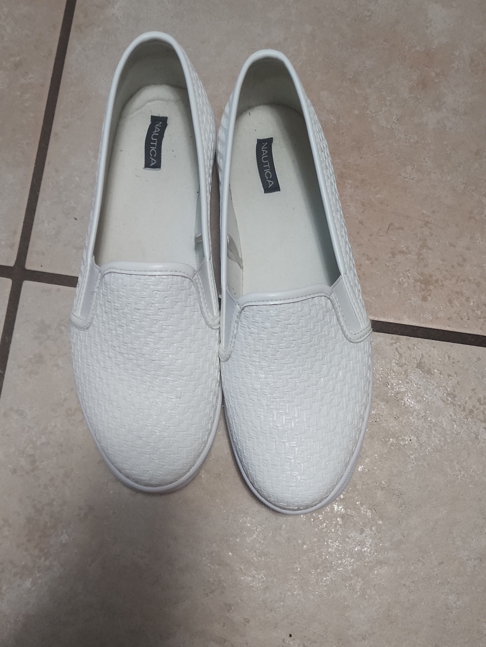 Nautica Women’s White Woven Slip-On Loafers